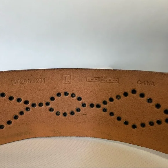 Fossil Brown Leather Studded Wide Chunky Belt - Picture 5 of 7